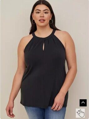 Torrid NEW Plus Size 4x: Knit Cupro High Neck Twist Top - Black